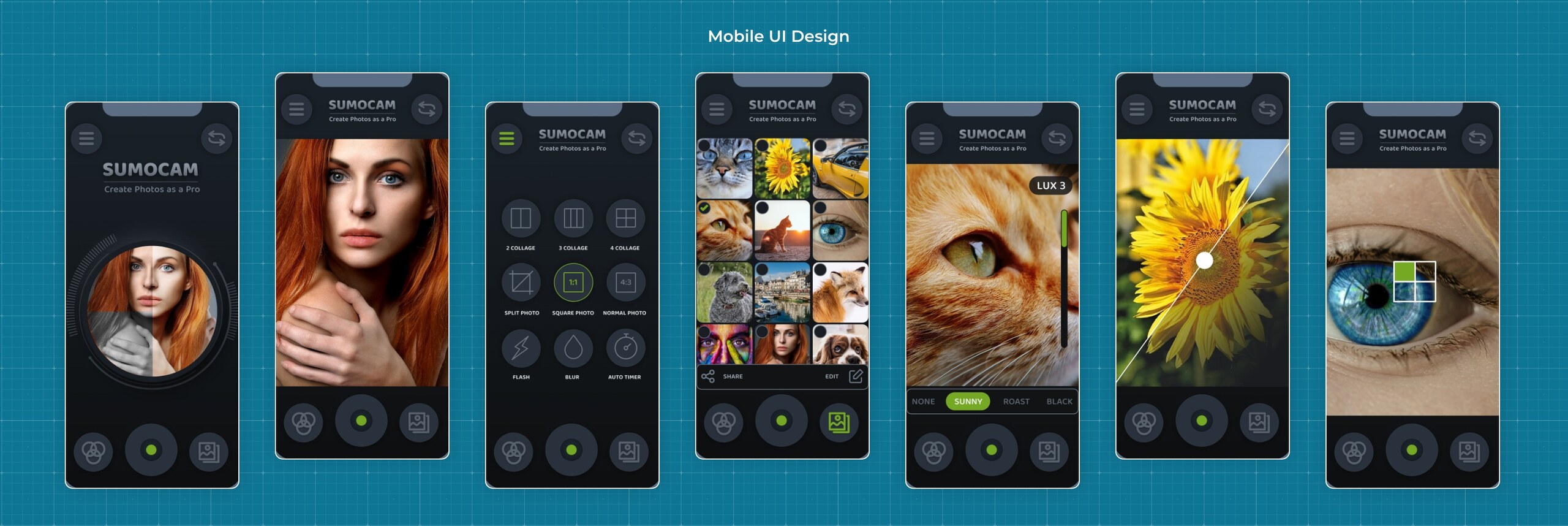 SumoCam mobile photo effects application designs